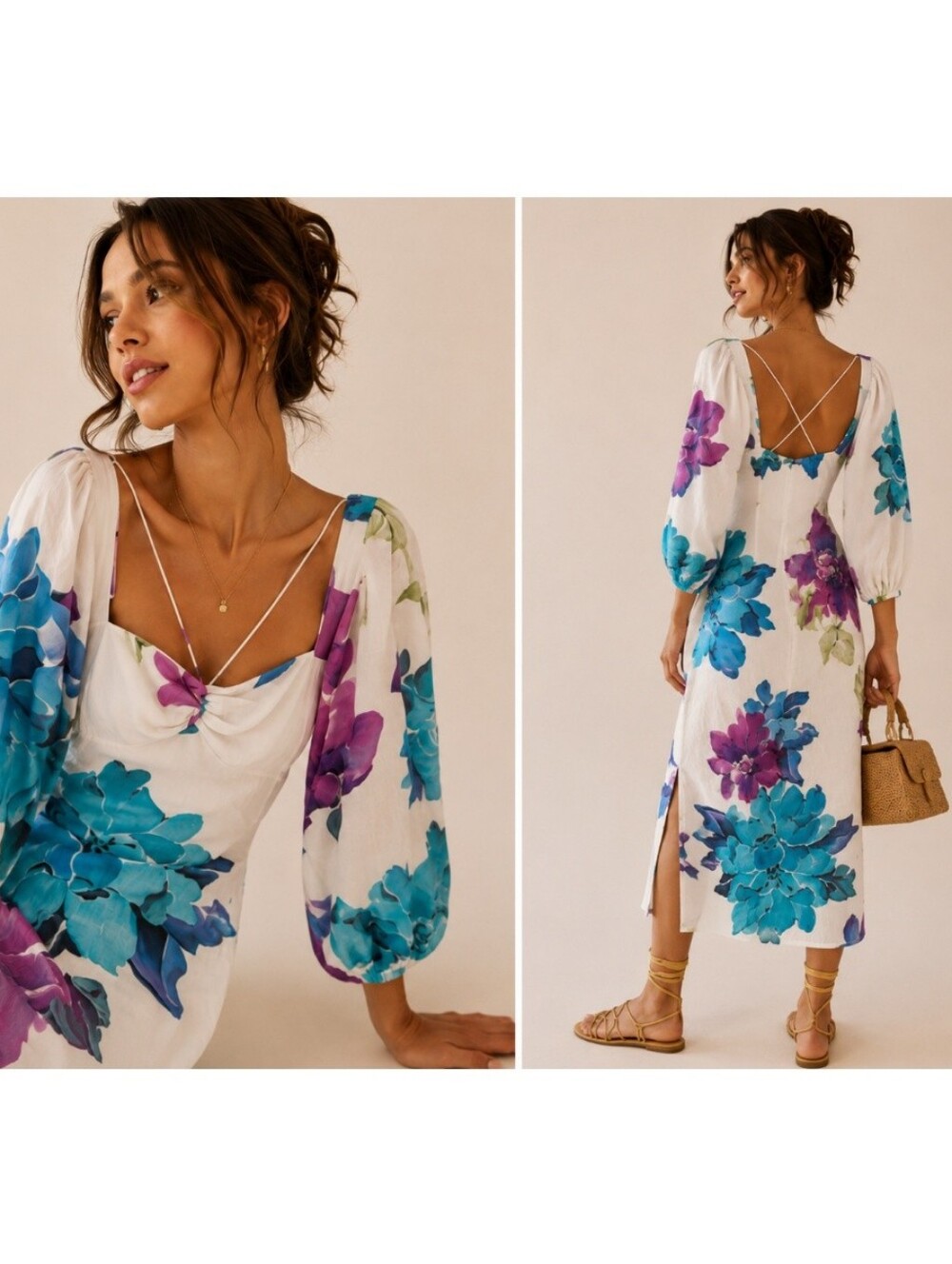 NWT! Anthropologie Maeve Printed Floral Midi Dress - Picture 2 of 9
